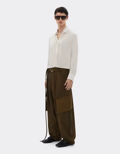 Ferrari Cargo Trousers In Dyed Cotton Twill In Tabacco
