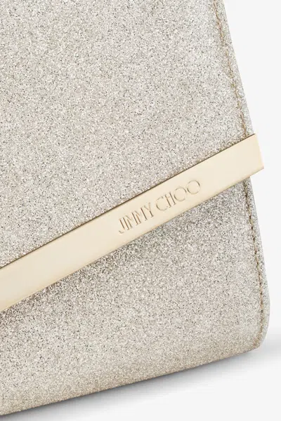 Jimmy Choo Emmie Dusty Glitter Clutch Bag In Platinum Ice