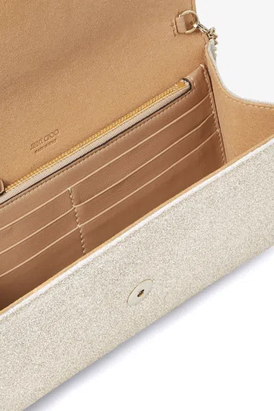 Jimmy Choo Emmie Dusty Glitter Clutch Bag In Platinum Ice