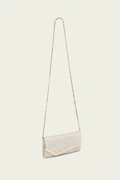 Jimmy Choo Emmie Dusty Glitter Clutch Bag In Platinum Ice
