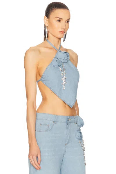 Area Topwear In Blue Cotton In Super Light Blue