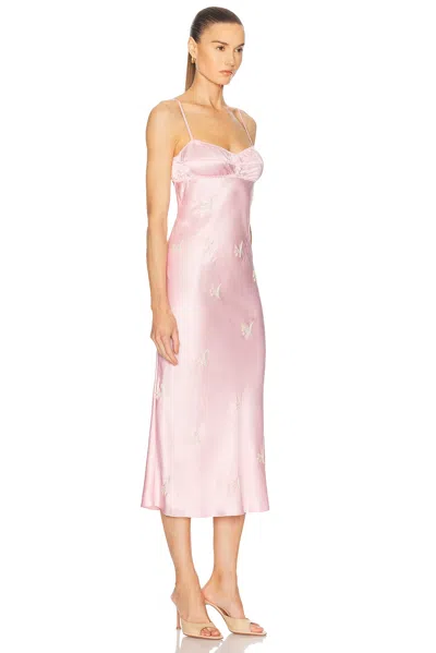 Anna October Beaded Waterlily Midi Dress In Light Pink