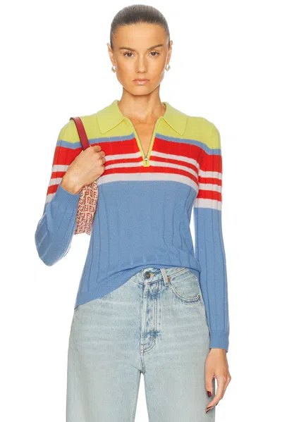 Guest In Residence Track Polo Cashmere Sweater In French Blue Combo