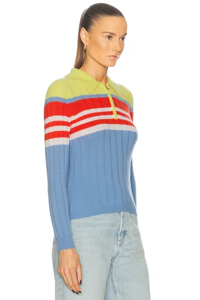 Guest In Residence Track Polo Cashmere Sweater In French Blue Combo