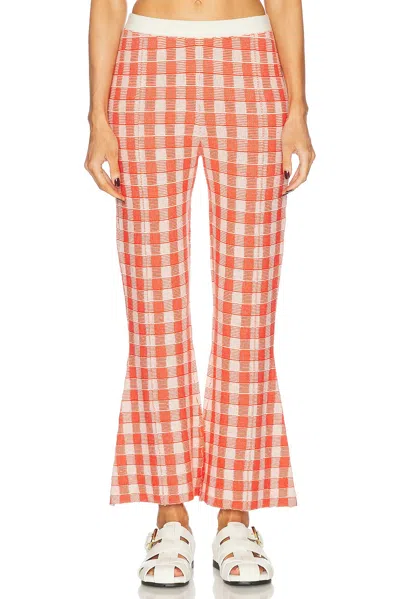 Guest In Residence Gingham Flare Pant In Cherry Combo