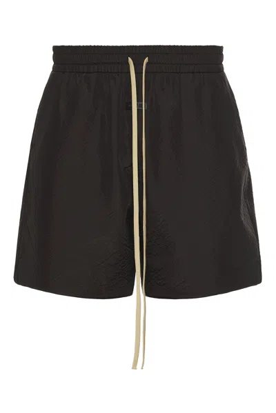 Fear Of God Black Virgin Wool Bermudas With Relaxed Fit And Drawstring Waist In Black