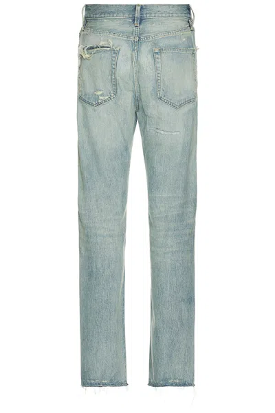 Fear Of God Repaired Classic Jeans With Vintage Hand-distressing In Repaired Medium Indigo