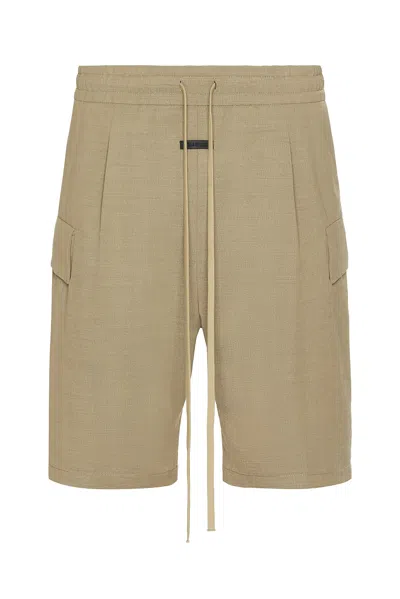 Fear Of God Mens Logo-patch Relaxed-fit Woven Cargo Shorts Melange Beige In Melange Beige