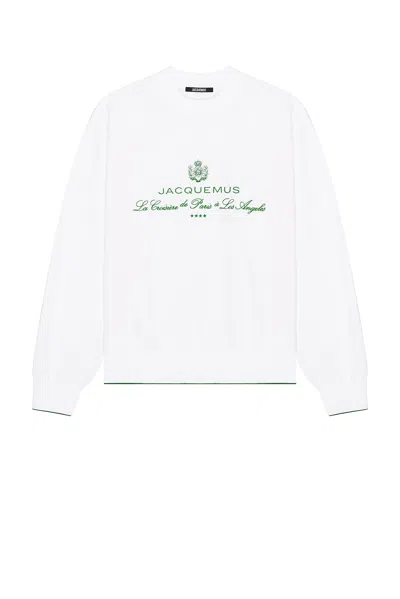 Jacquemus Crewneck Sweatshirt With Front Print And Ribbed Details In Hotel Address White