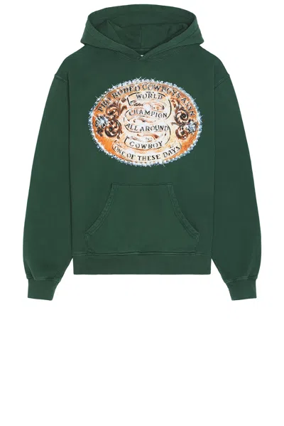 One Of These Days World Champions Hoody In Washed Forest Green