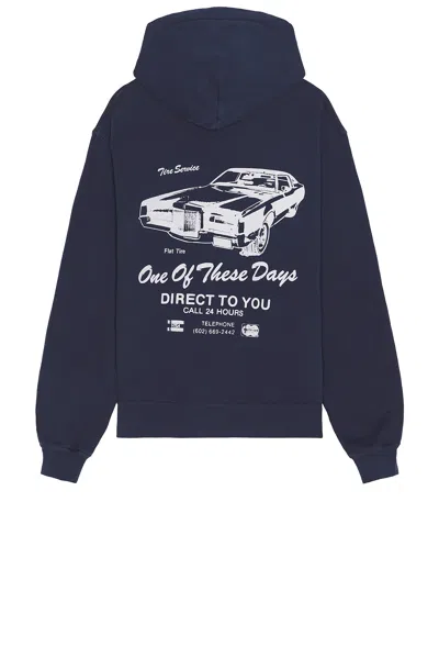 One Of These Days Tire Service Hoody In Washed Navy