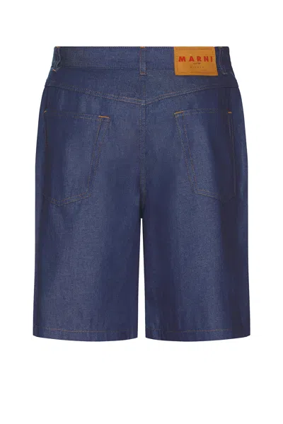 Marni Embellished Denim Shorts In Blue