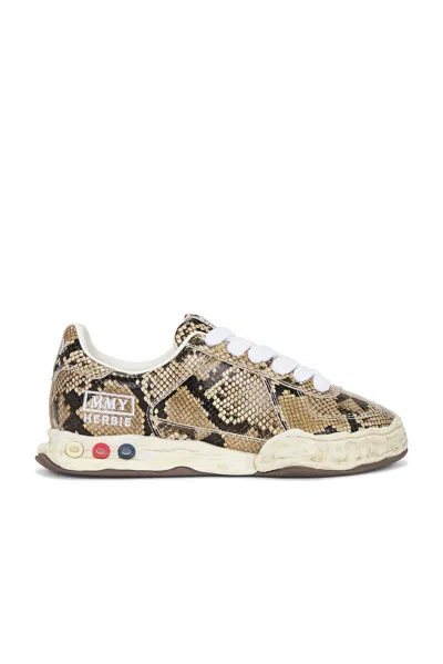Miharayasuhiro Herbie Original Sole Printed Python Leather Low-top Sneaker In Natural