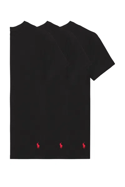 Polo Ralph Lauren Slim Fit Cotton 3 Pack T-shirt In Polo Black & Rl2000 Red Pp
