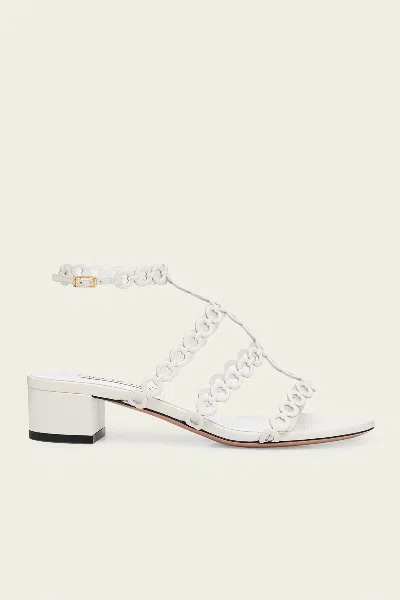 Aquazzura Infinity Leather Chain T-strap Sandals In White