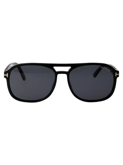 Tom Ford Aviator Sunglasses Ft1022 01 A In 01a Nero Lucido / Fumo