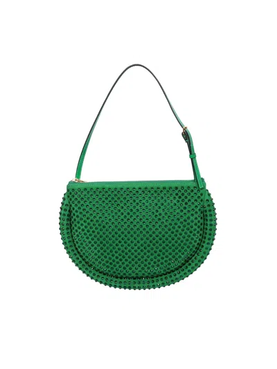 Jw Anderson Women Green Suede Bumper-moon Shoulder Bag In Green