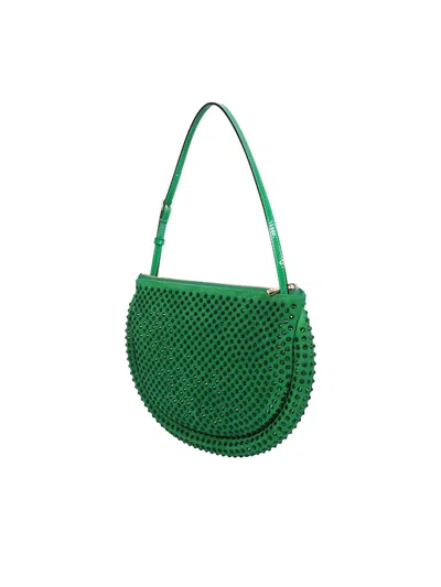 Jw Anderson Women Green Suede Bumper-moon Shoulder Bag In Green