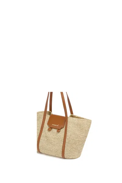 Marni Medium Natural Raffia-effect Trunkaroo Beach Bag In Neutral