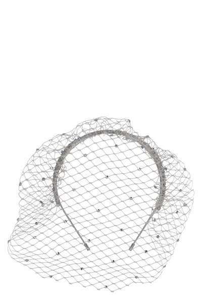 Self-portrait Embellished Headband In Silver