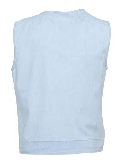 Mazzarelli Barbara Denim Blouse With Ruffles In Blue