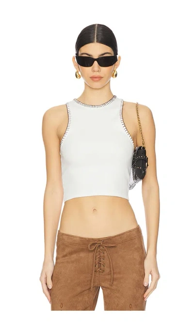 Eb Denim X Revolve Blanket Stitch Tank In White