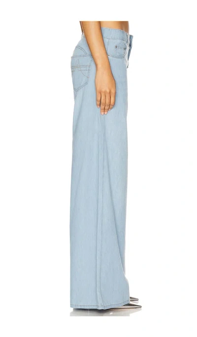 Area Crystal Rosette Wide Leg Jeans In Super Light Blue