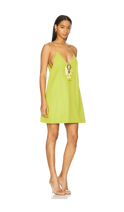 Area Crystal Embellished Bow Mini Dress In Green