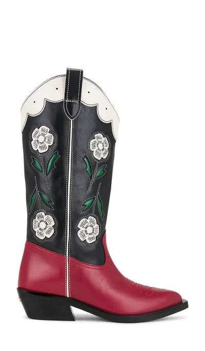 Coach Aria Tall Cowboy Boot In Black,red