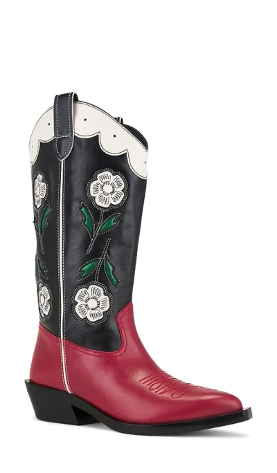 Coach Aria Tall Cowboy Boot In Black,red