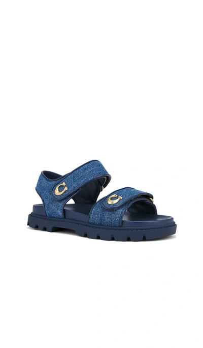 Coach Brynn Denim Touch-strap Sandals In Blue