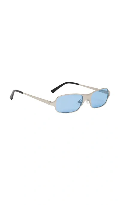Bru Eyewear Aitken Rectangle Sunglasses In Metallic Silver