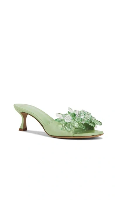 Alexandre Birman Sierra 60 Crystal Kitten Mule Sandals In Green