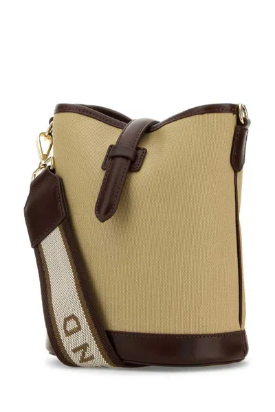 Weekend Max Mara Beige Canvas Vasaio Bucket Bag In Beige O Tan