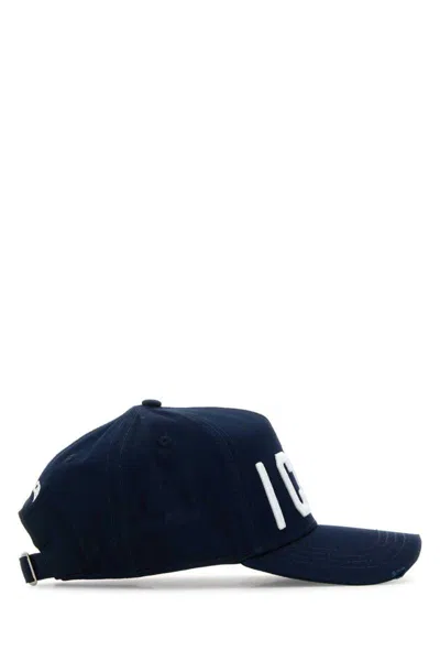 Dsquared2 Dsquared Men Navy Blue Gabardine Baseball Cap In Blue