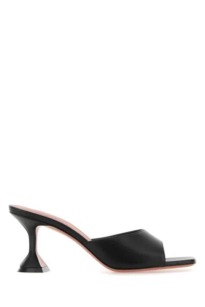 Amina Muaddi Lupita Patent Leather Mule Sandals In Black