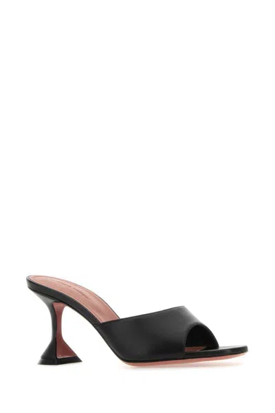 Amina Muaddi Lupita Patent Leather Mule Sandals In Black
