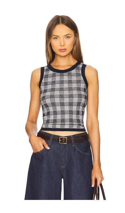 Guest In Residence Gingham Tank In Midnight Combo