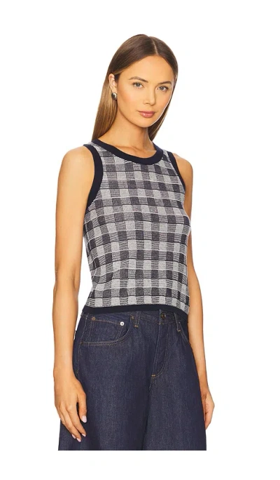 Guest In Residence Gingham Tank Top In Midnight Combo In Black