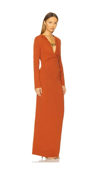 Giuseppe Di Morabito Long Sleeve Maxi Dress In Cognac