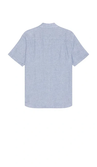 Faherty Short-sleeve Palma Linen Shirt In Blue Basketweave