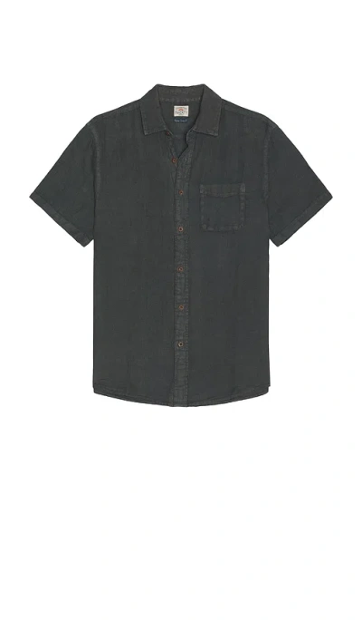 Faherty Short Sleeve Palma Linen Shirt In Black