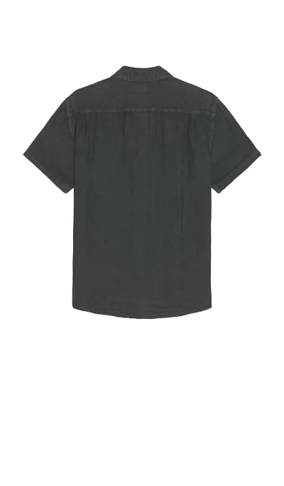Faherty Short Sleeve Palma Linen Shirt In Black