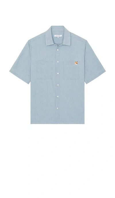 Maison Kitsuné Relaxed Short Sleeve Shirt In Indigo