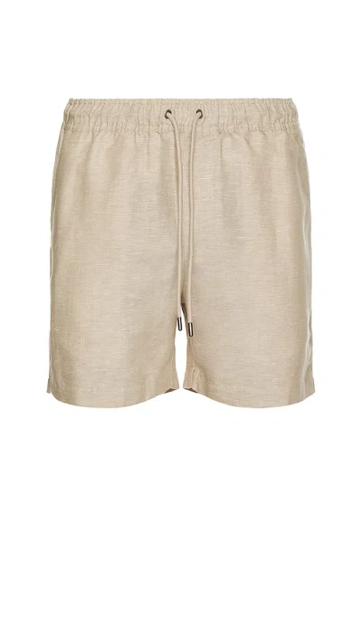 Onia Air Linen Pull-on Shorts 6 In Neutral