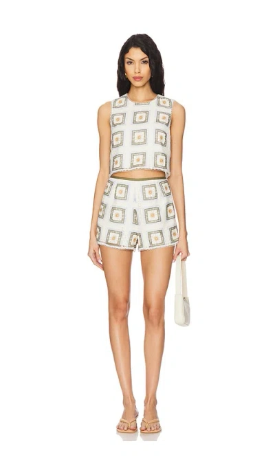 Saylor Lia Romper In Ivory,green,burnt Orange,blue