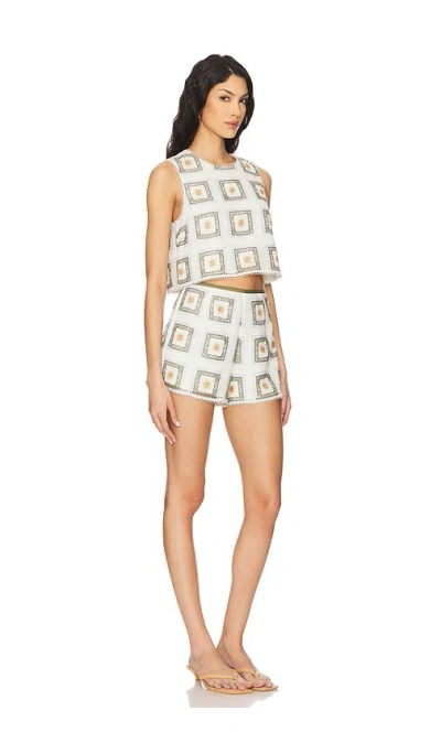 Saylor Lia Romper In Ivory,green,burnt Orange,blue