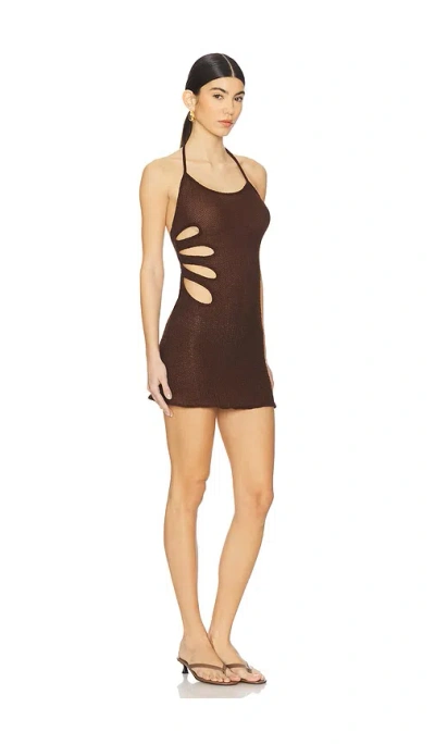 Selia Richwood Lily Cut-out Halter Mini Dress In Chocolate