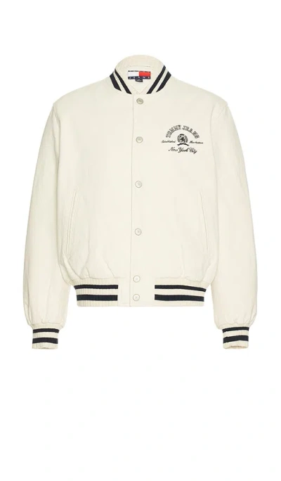 Tommy Jeans Varsity Jacket In White