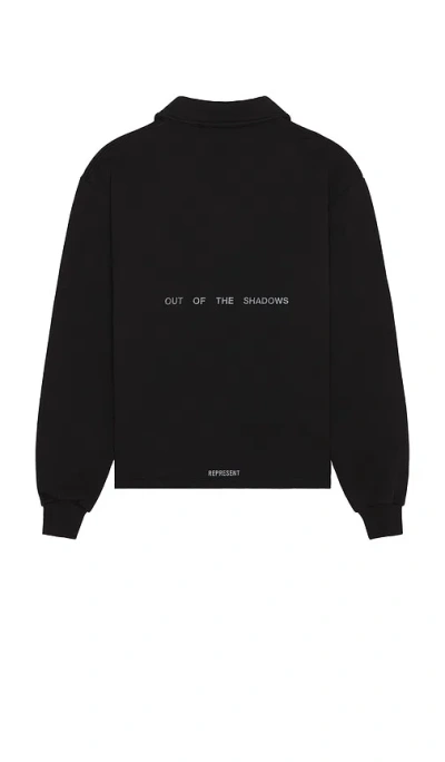 Represent Team Rep Logo Half-zip Cotton Sweatshirt In Black